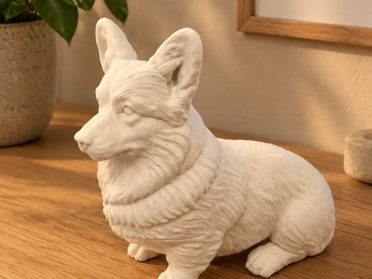 Billede 1 - Corgi Hundefigur i Mat Hvid - 10 cm