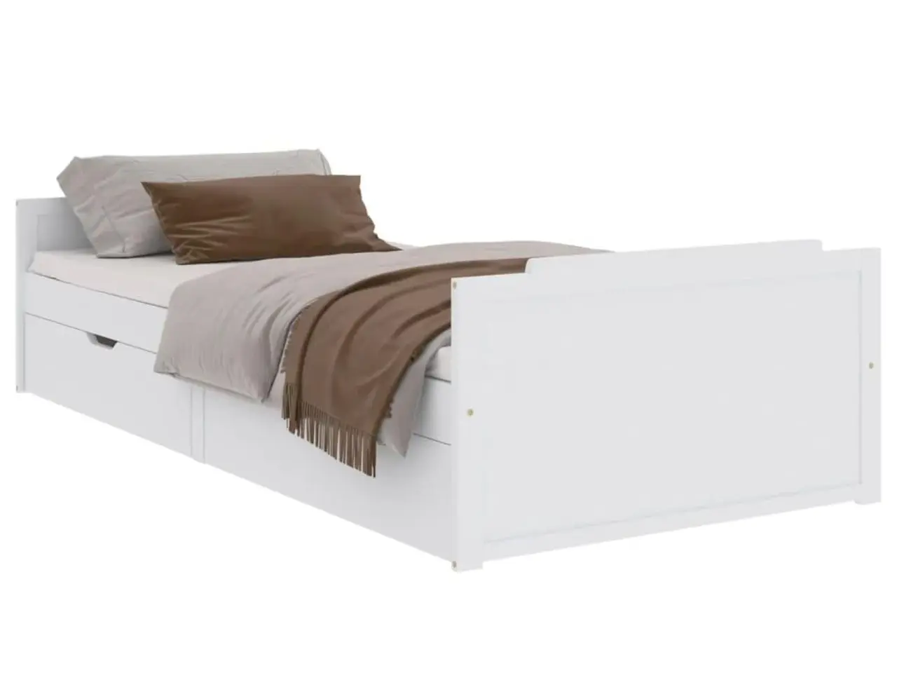 Billede 2 - Sengeramme med skuffer 90x200 cm massivt fyrretræ hvid