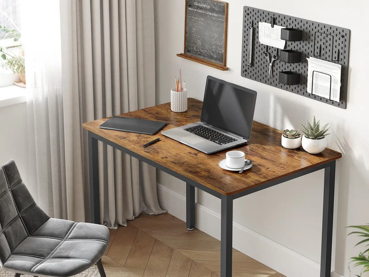 Billede 3 - Spisebord 70 × 110 cm til 4 personer - industrielt, rustik brun/sort
