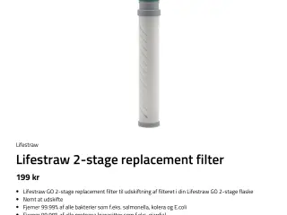 LifeStraw-filter til drikkedunk 0,65 hhv. 1 liter.