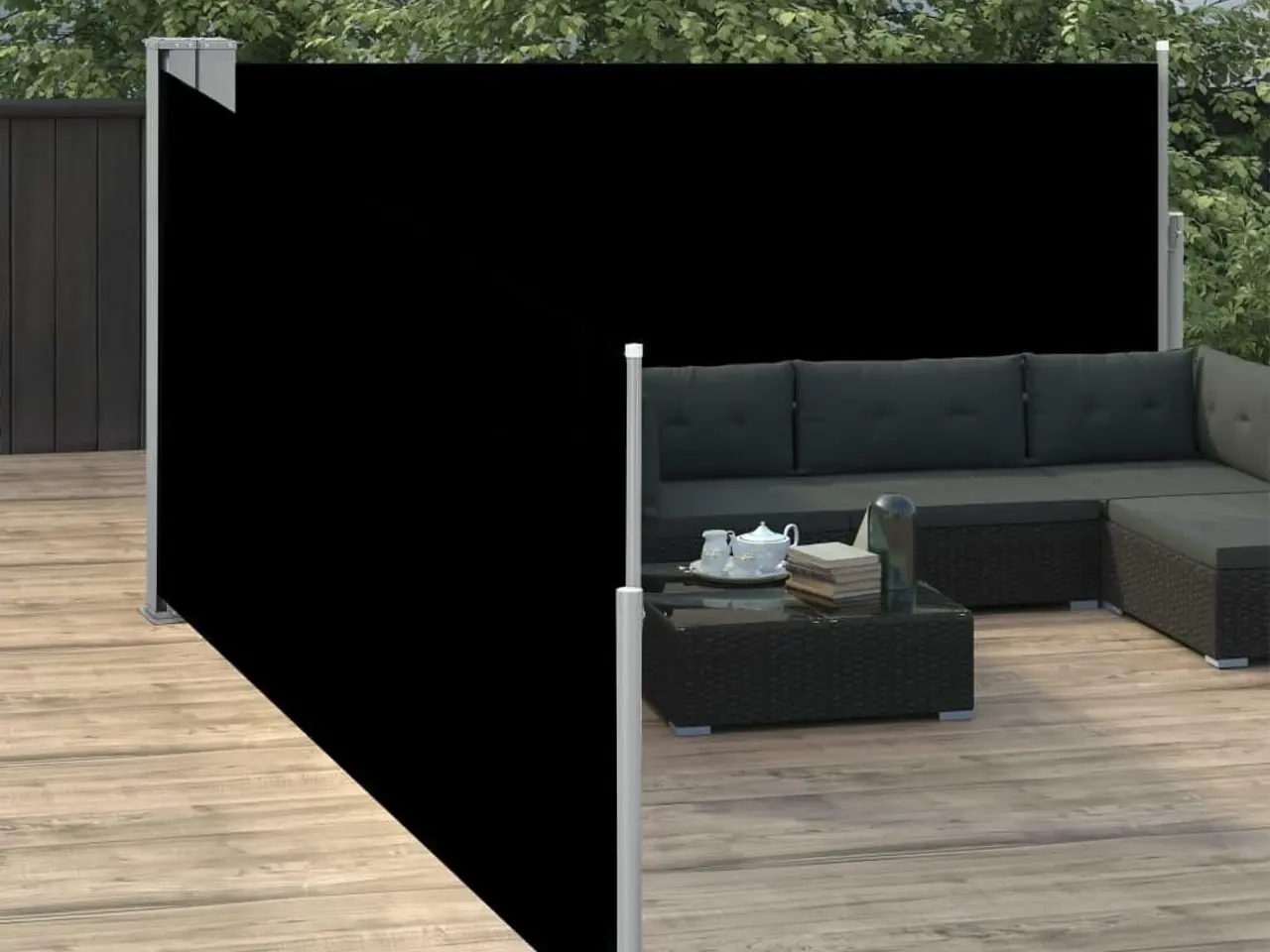 Billede 3 - Sammenrullelig sidemarkise 100 × 1.000 cm - sort