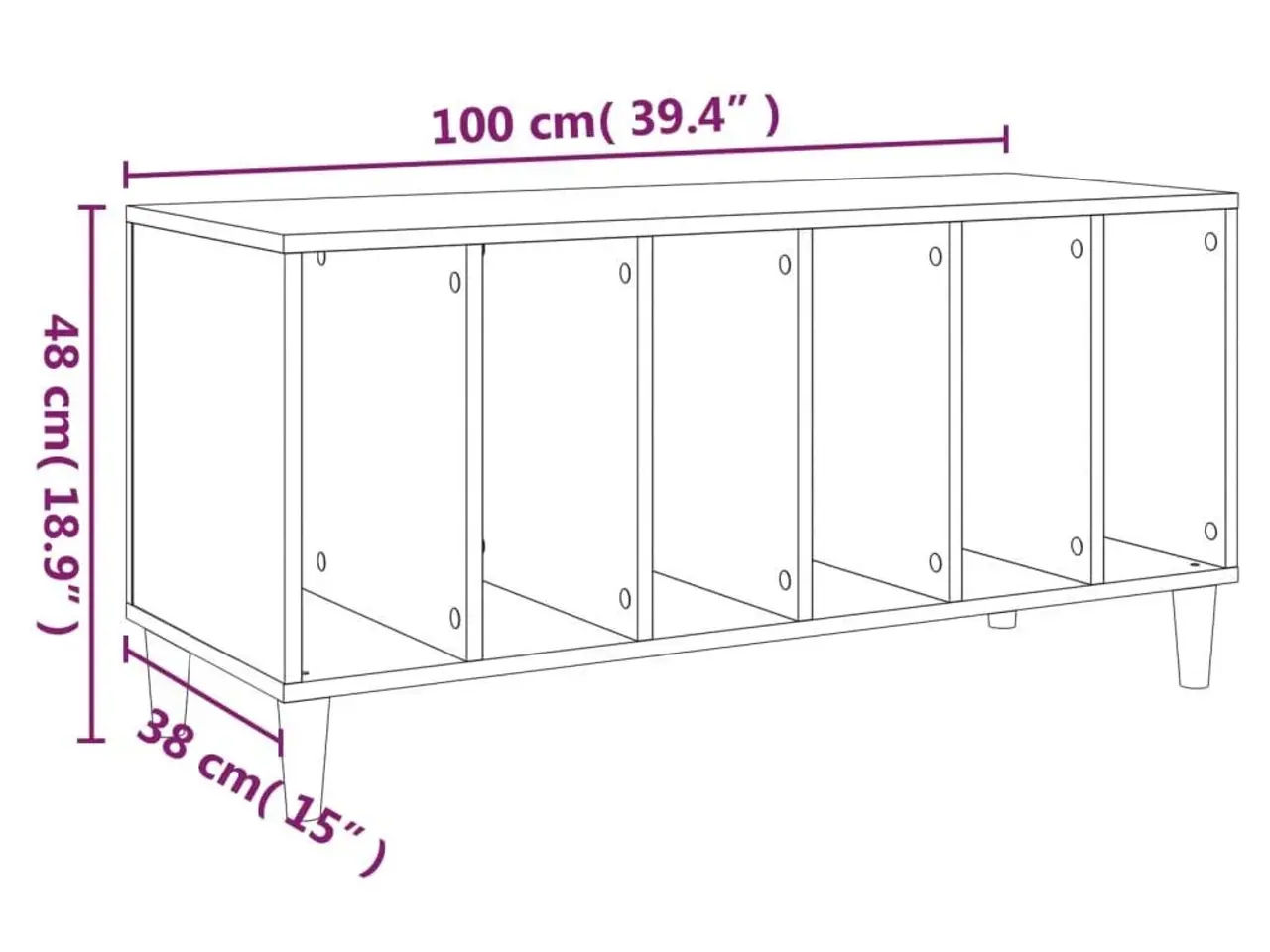 Billede 8 - Vinylskab 100×38×48 cm - konstrueret træ i sonoma-eg