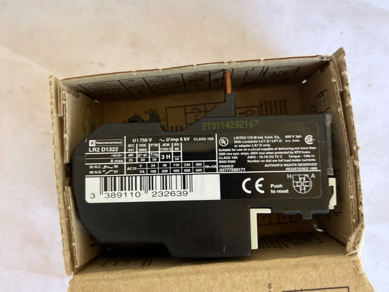 Billede 2 - Telemecanique LR2 D1322 Thermal Overload relæ Unit