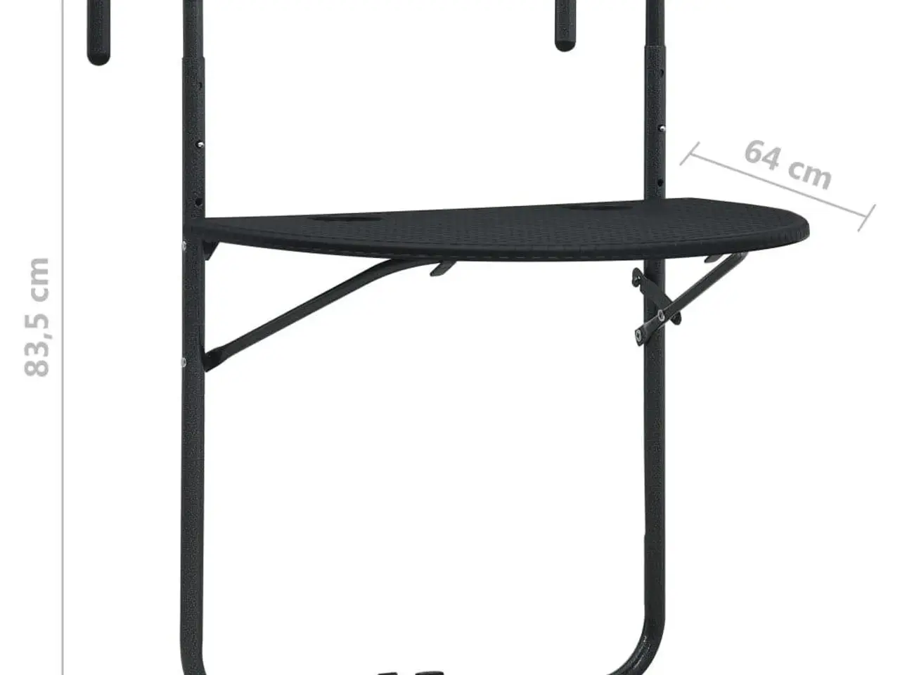 Billede 9 - Hængende altanbord 60 x 64 x 83,5 cm plastik rattanlook sort