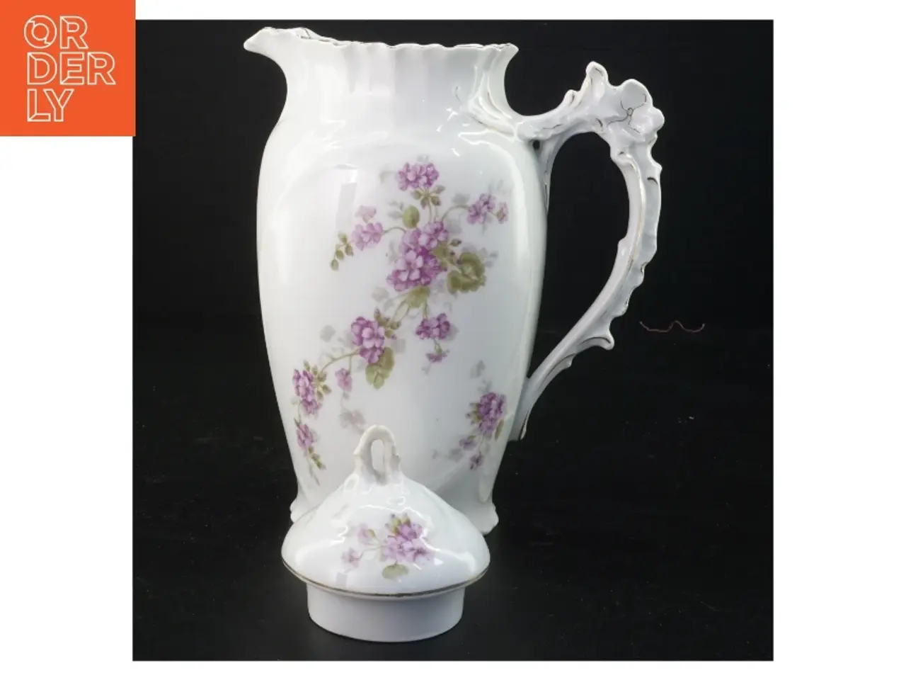 Billede 2 - Porcelænskande med blomstermotiv (str. 25 x 11 cm)