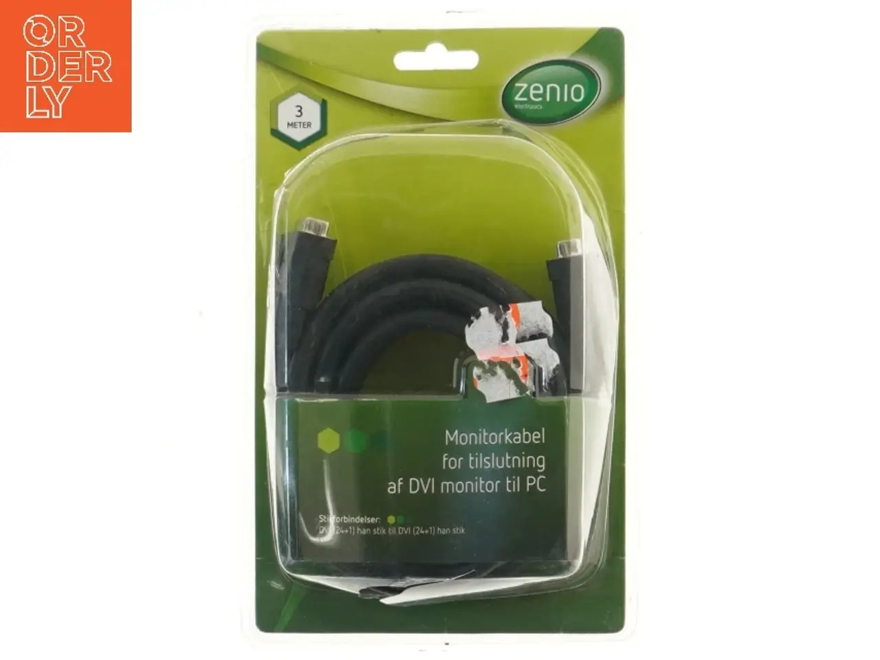 Billede 1 - DVI monitor kabel, 3 meter fra Zenio (str. 300 cm)