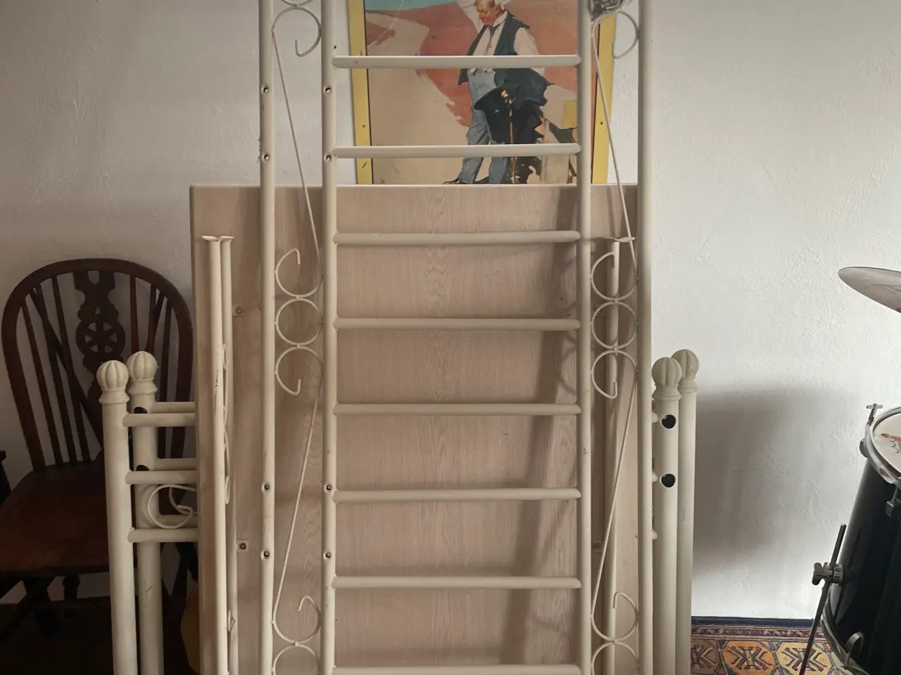 Billede 1 - Råhvid Metalseng 90x200 +bord