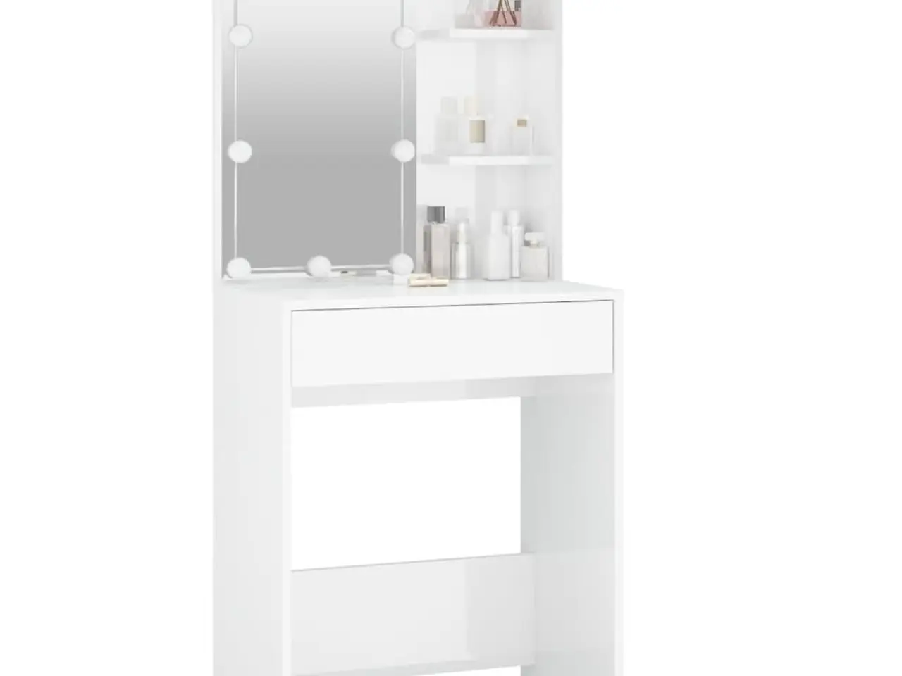 Billede 10 - Makeupbord med LED-lys 60x40x140 cm hvid højglans