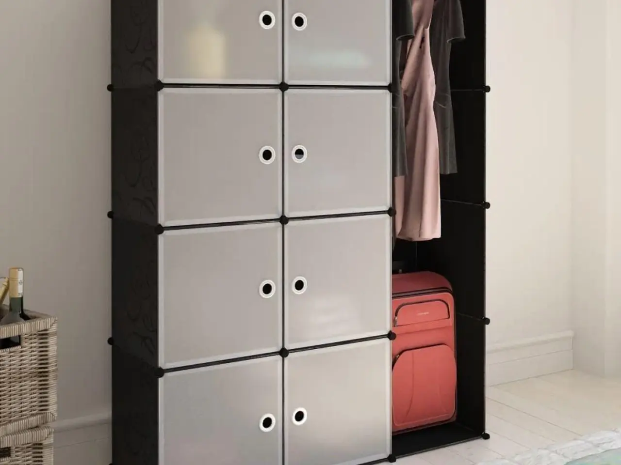 Billede 1 - Modulskab med 9 rum 109×36,5×143 cm - sort/hvid