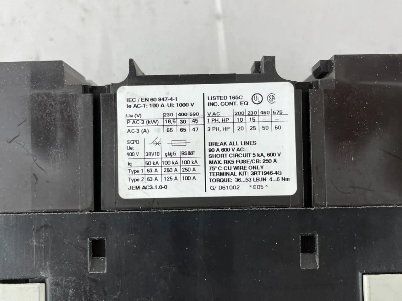 Billede 12 - Siemens 3RT1044-1AP00 kontaktor + 3RU1146-4MB0 65A