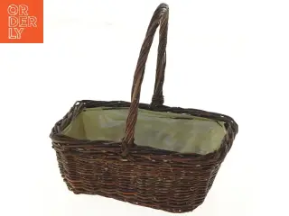 Flettet kurv med hank og plastforing (str. 15x20x21 cm)