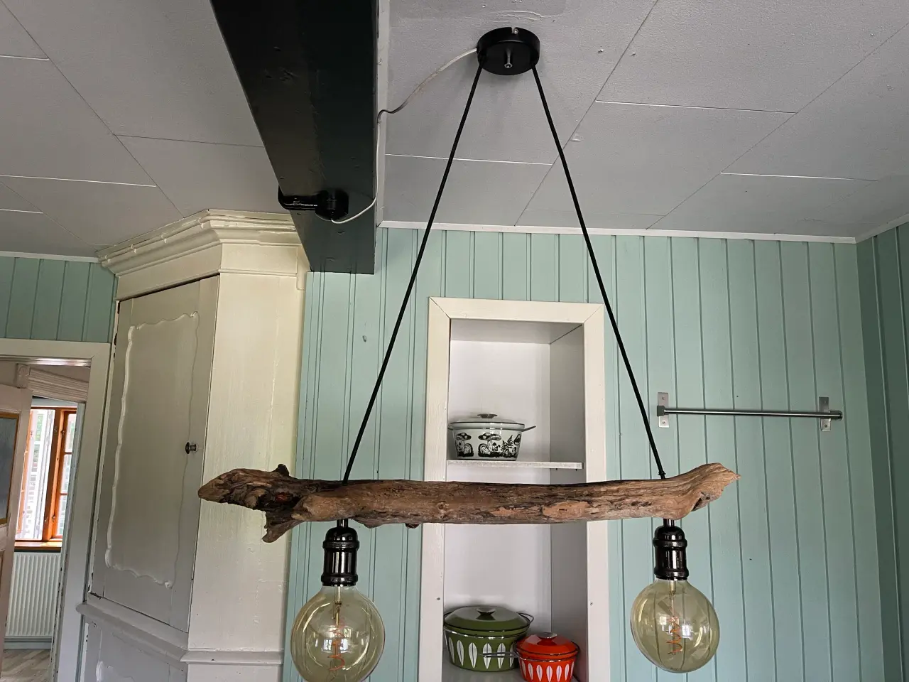 Billede 1 - Hængelampe / loftslampe med drivtømmer