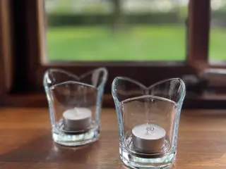 2 fine glas fyrfadsstager fra Erik Bagger