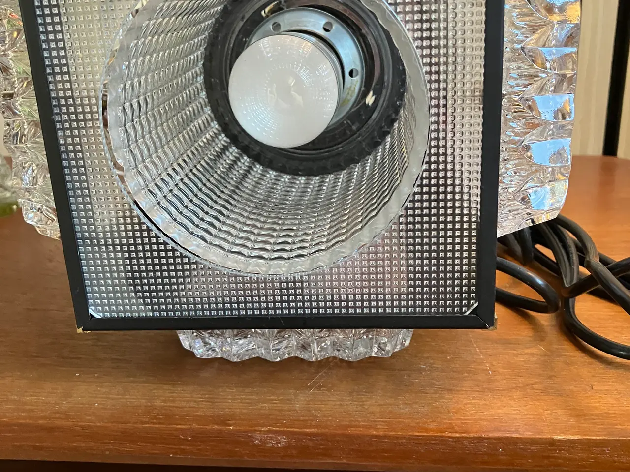 Billede 7 - Smuk retro lampe med krystalglas