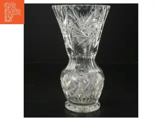 Glasvase med mønster (str. Ø 12 cm længde 21,5 cm)