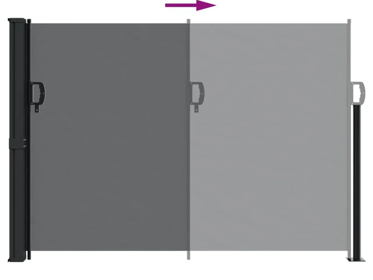 Billede 5 - Sidemarkise 140 × 500 cm - sammenrullelig, sort