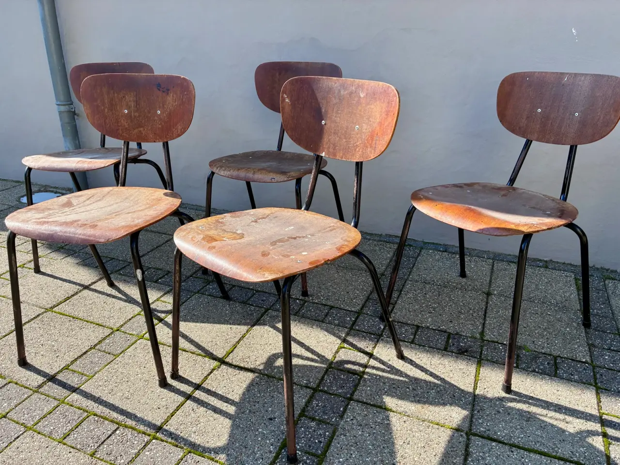 Billede 3 - 5 stk. 60’er skolestol teak / metal