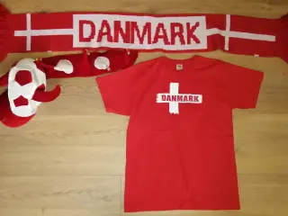 3 DANMARK FANARTIKLER, TSHIRT(12 ÅR),HALSTK. HAT