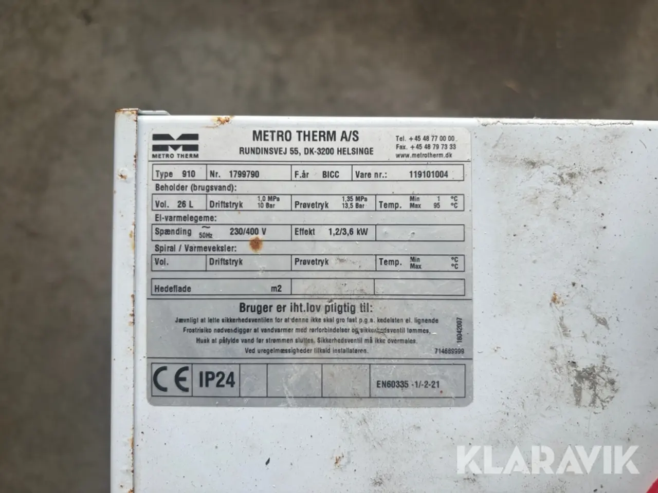 Billede 10 - Varmtvandsbeholder Metro Therm 910