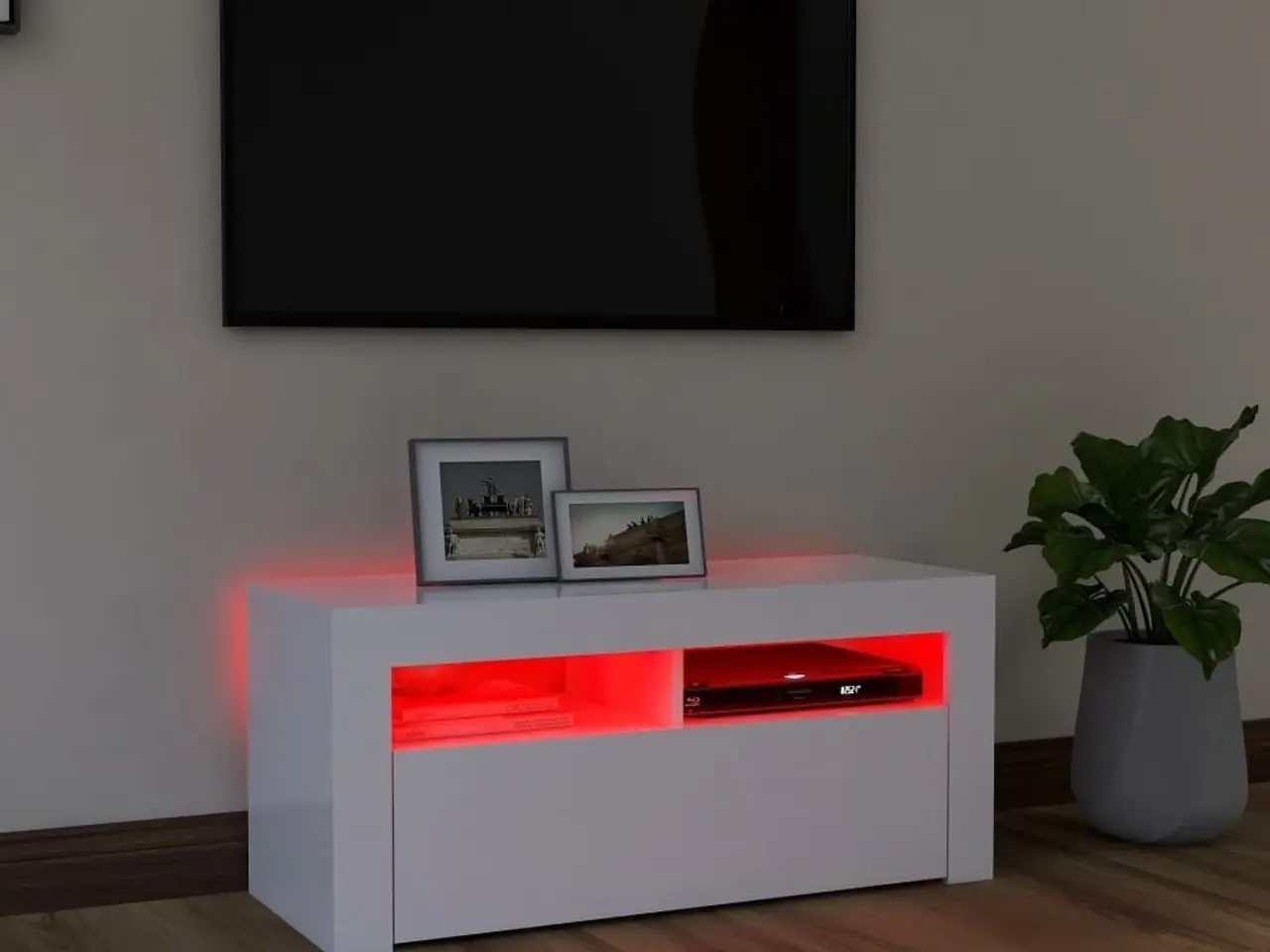 Billede 5 - Tv-skab med LED-lys 90x35x40 cm hvid