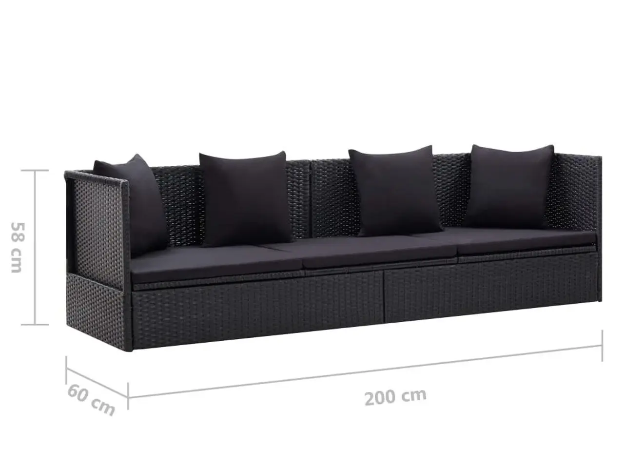 Billede 7 - Haveseng med hynde og puder polyrattan sort