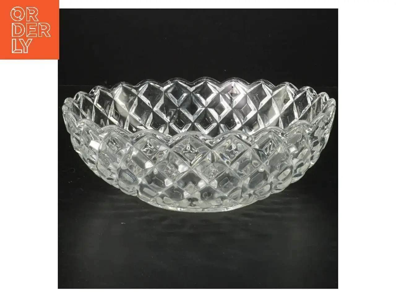 Billede 1 - Glas skål med diamantmønster (str. Ø 22 cm)