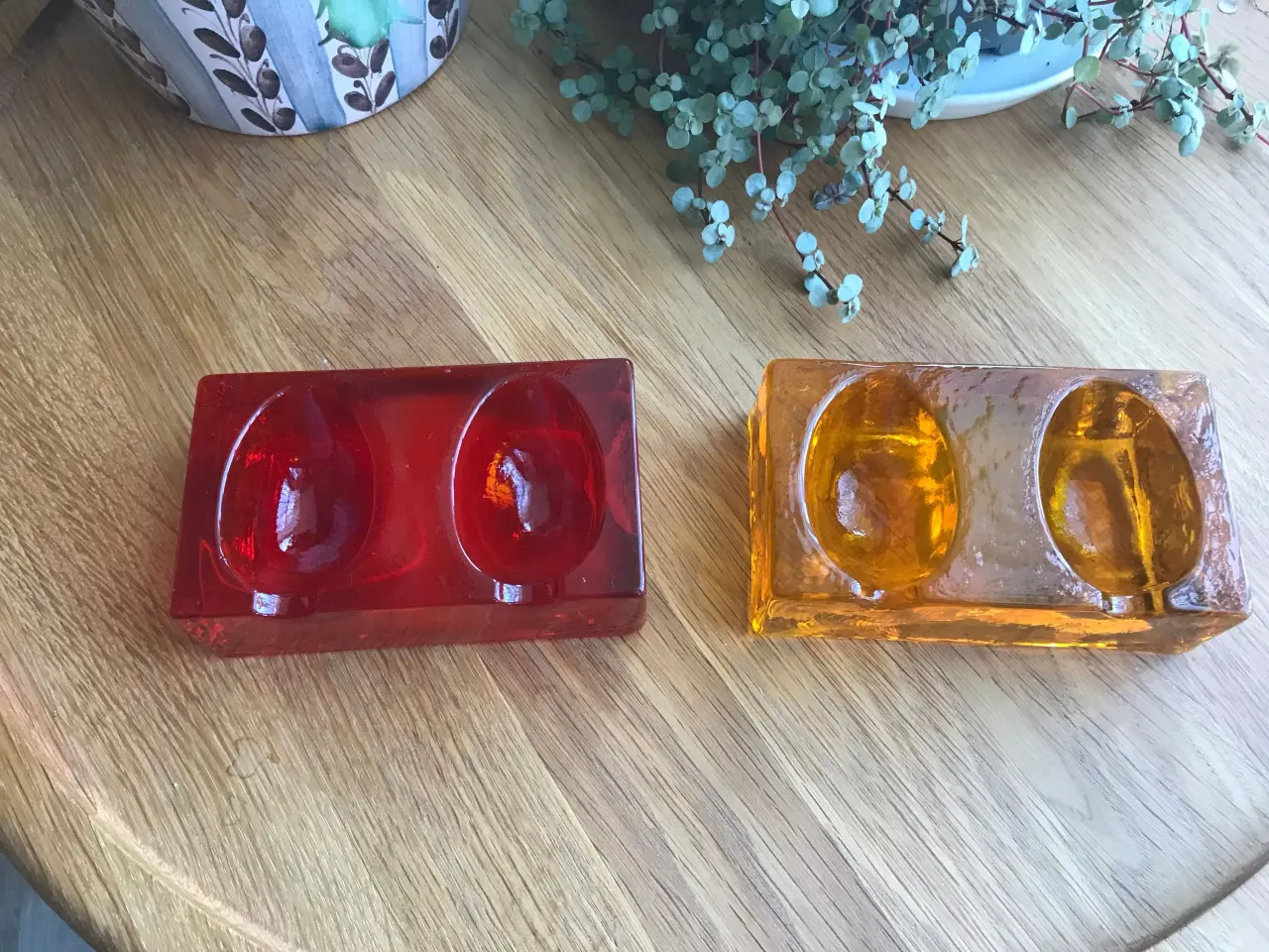 Billede 1 - Pibeholder -  massivt Holmegaard glas  -  2 stk.