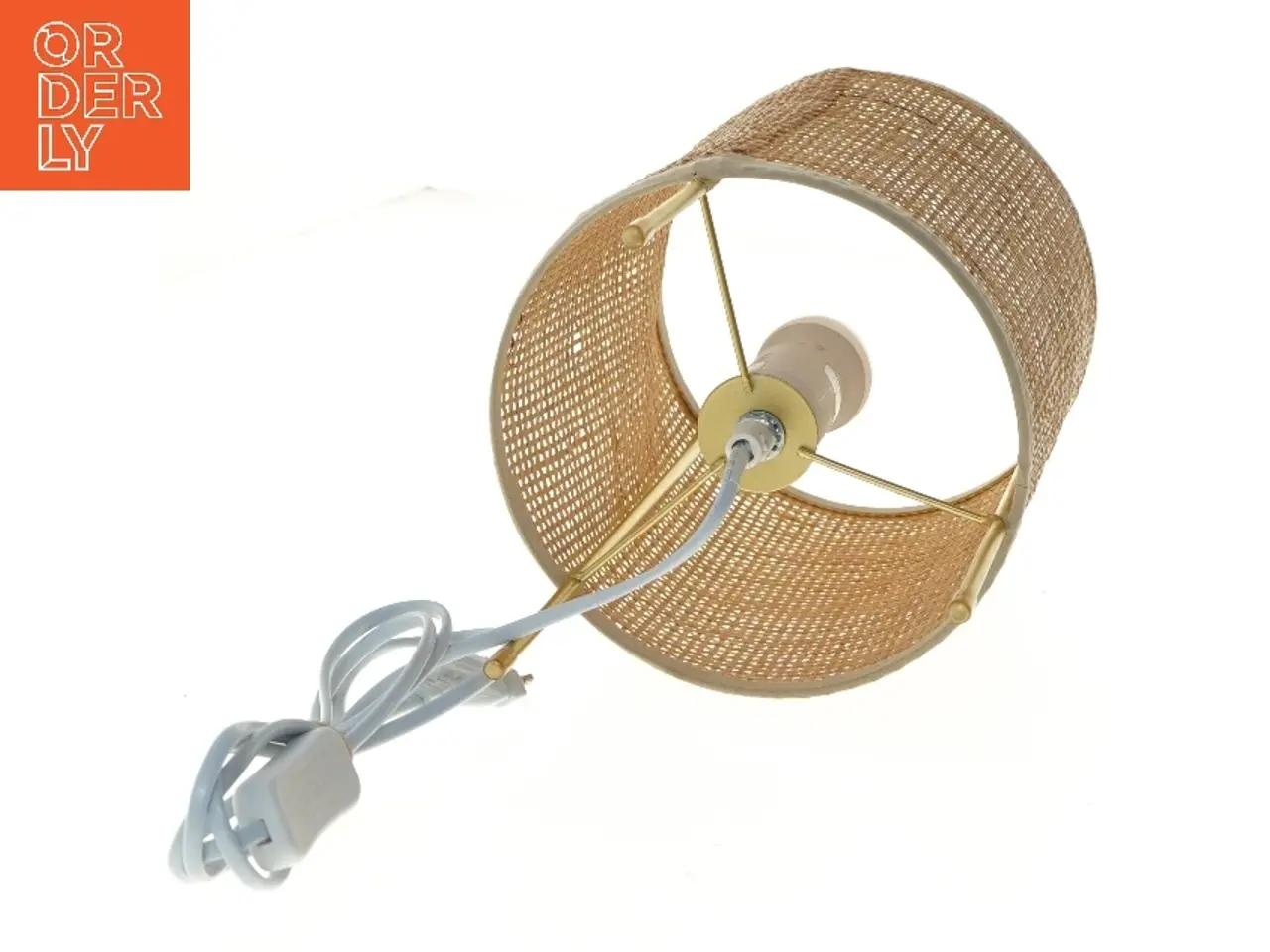 Billede 4 - Cylindrisk bordlampe med fletskærm (str. 31x19 cm)