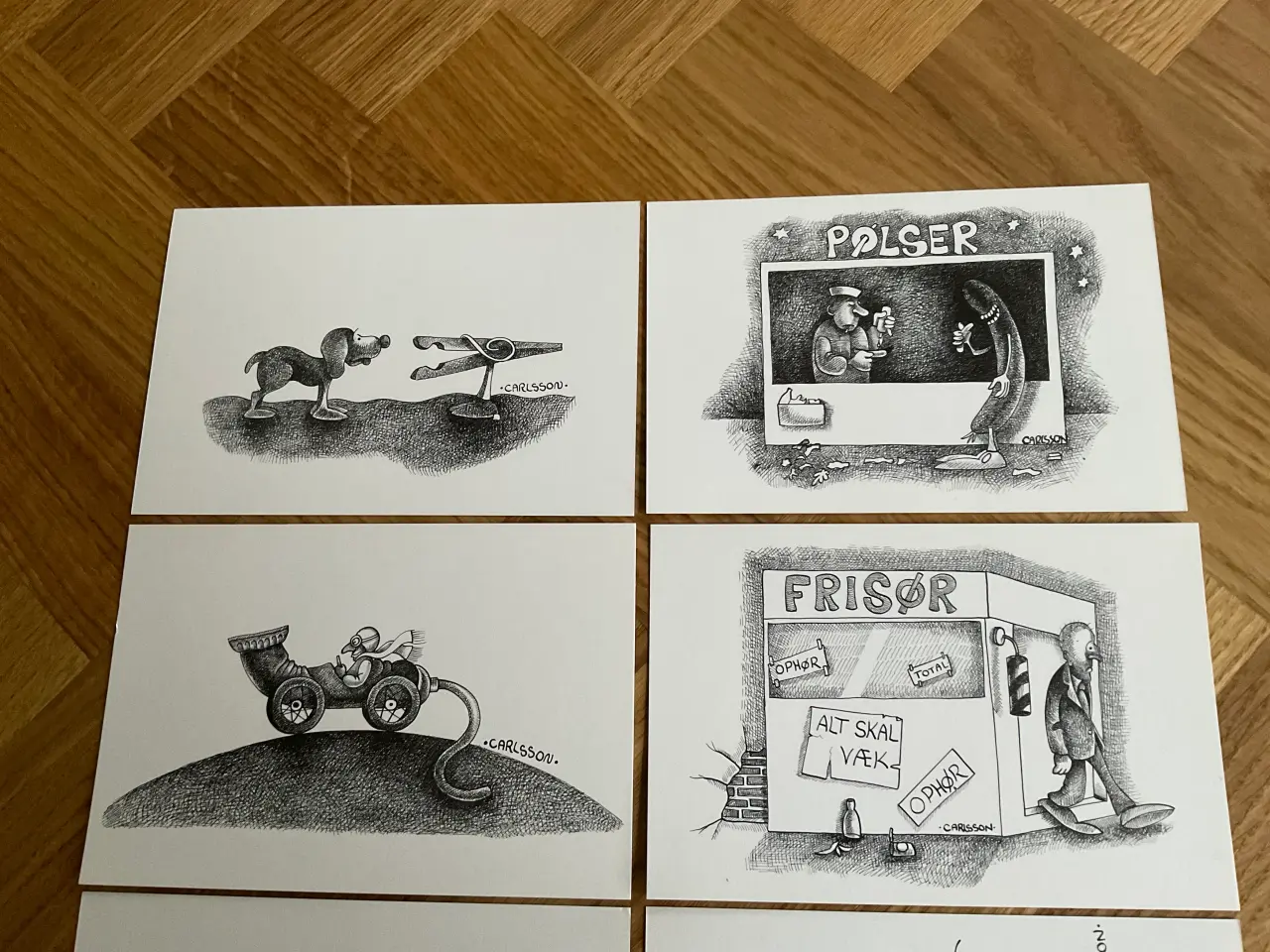 Billede 2 - Sjove postkort af Bjarne Gustav Carlsson-8 stk.
