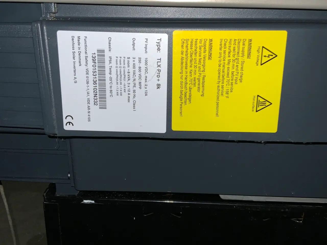 Billede 3 - Danfoss TLX pro+ 8kw Inverter med SolarLog 1000+