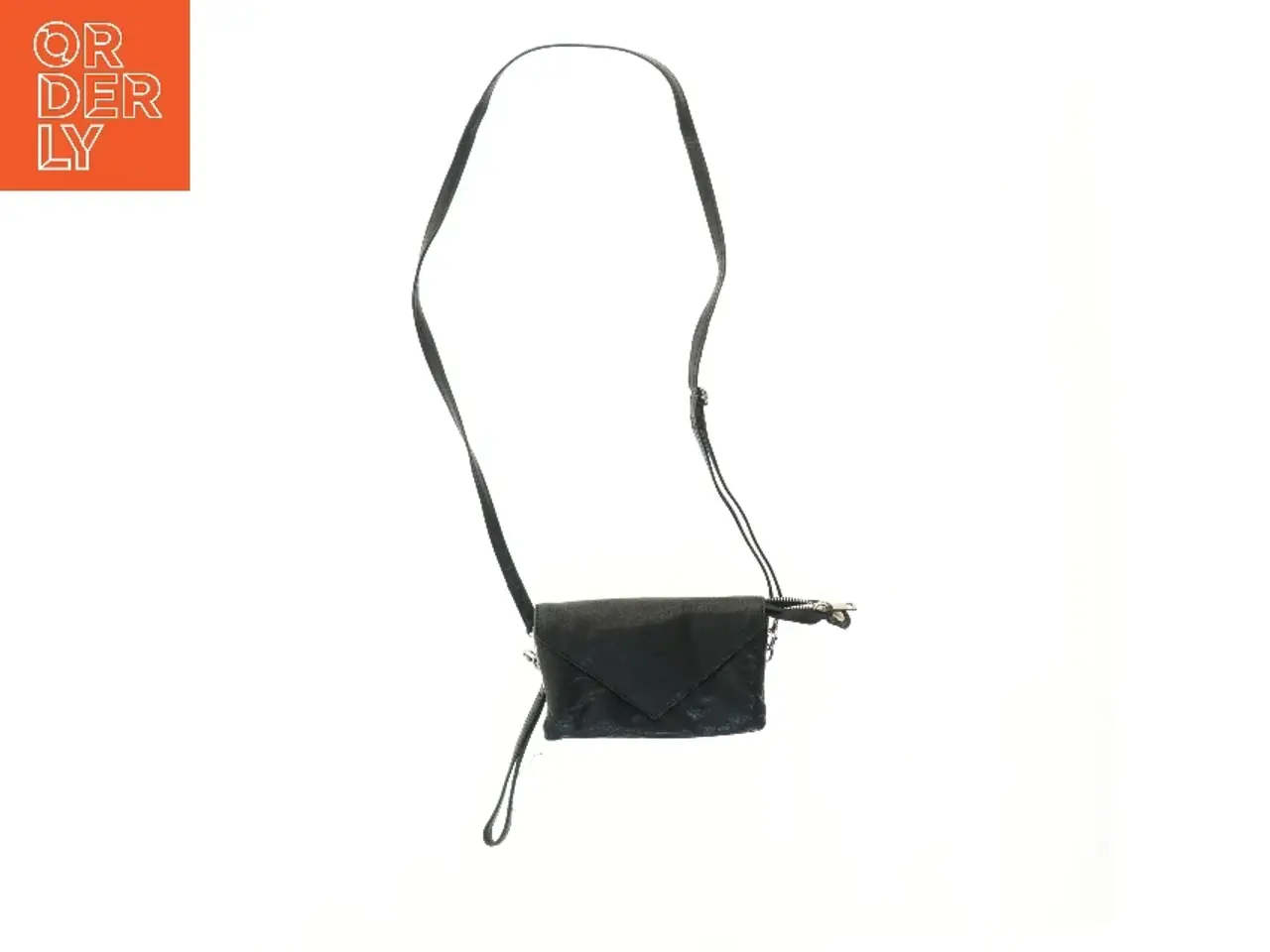 Billede 1 - Sort læder skuldertaske (str. 12x4x19 cm)