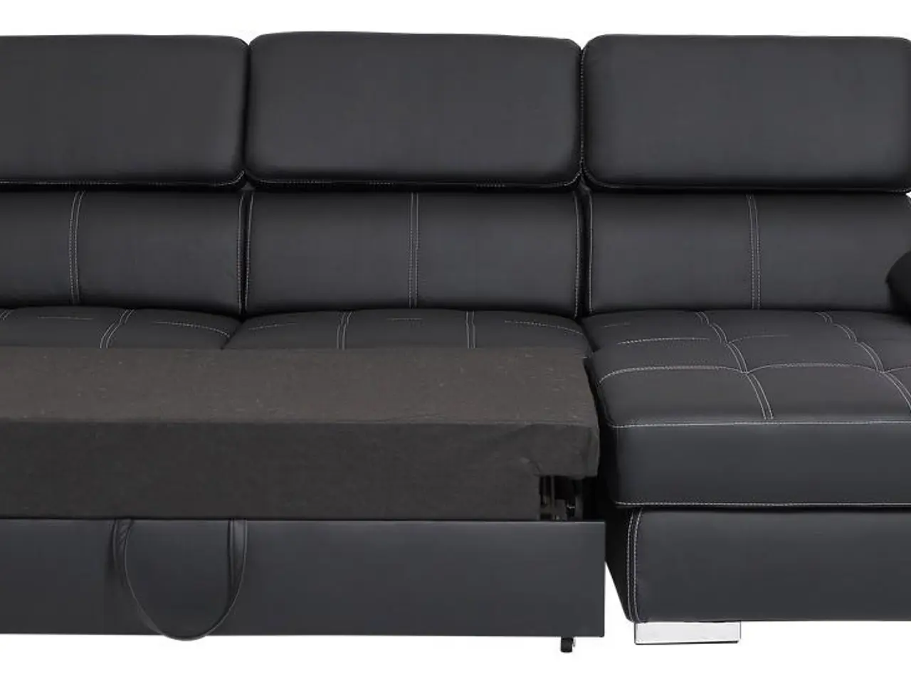 Billede 7 - Stitch sovesofa med chaiselong, højrevendt - sort PU læder og sengeudtræk