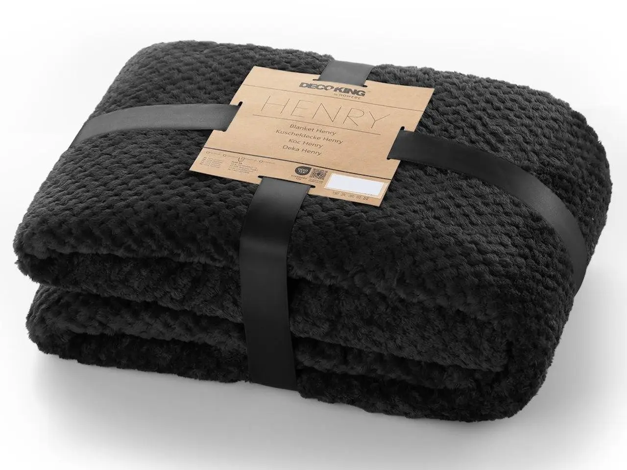 Billede 1 - DecoKing HENRY plaid - sort jacquard, moderne 220×240 cm