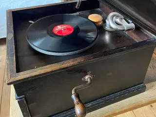 Vintage Træ Pladespiller, der virker - GIV ET BUD