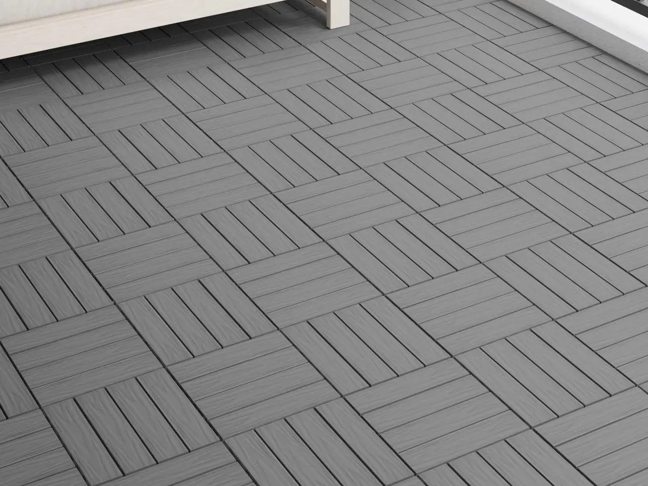 Billede 1 - Terrassefliser i WPC med 3D-design - 11 stk, grå, 30 × 30 cm