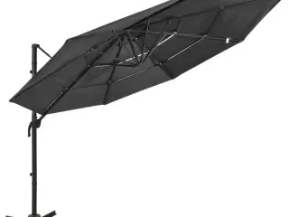 Parasol 3x3 m aluminiumsstang 4 niveauer antracitgrå