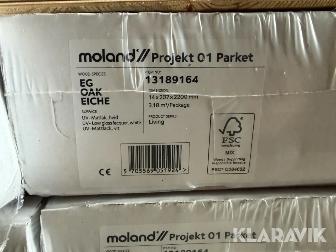 Billede 9 - Gulv Moland Parket Living Eg UV-matlak, hvid  127,2m2