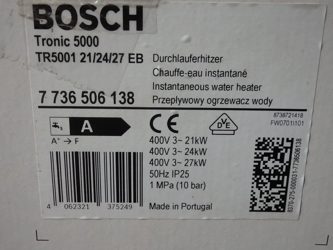 Billede 3 - Bosch gennemstrømningsvandvarmer