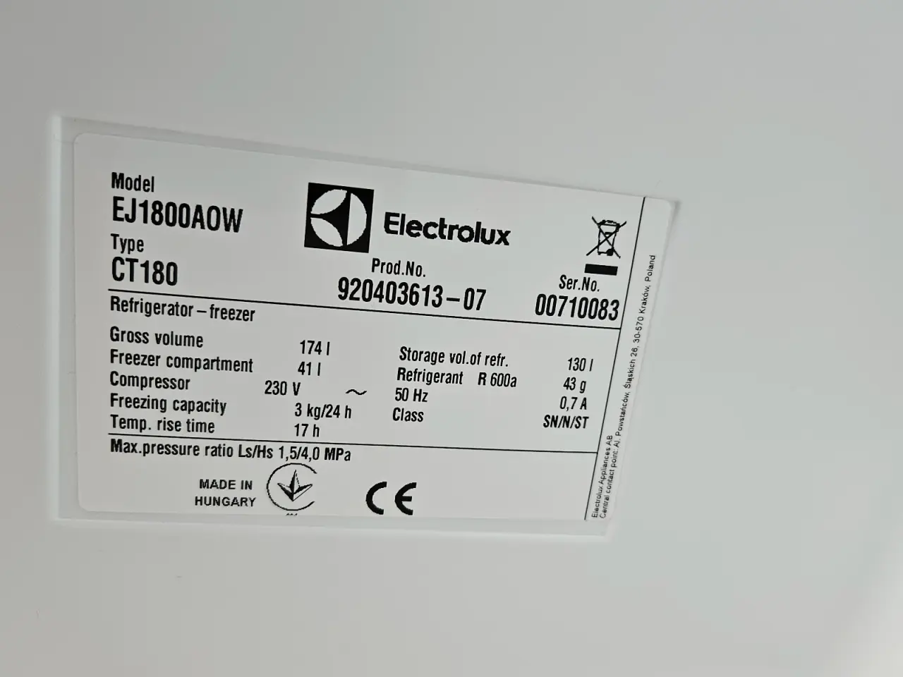 Billede 3 -  Køle-Fryseskab - Electrolux