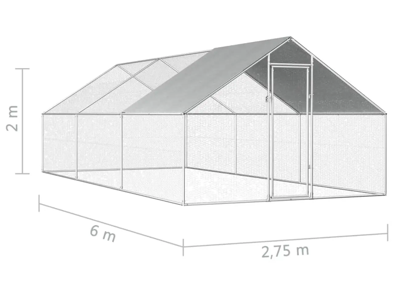 Billede 6 - Udendørs hønsebur 2,75 x 6 x 1,92 m - galvaniseret stål