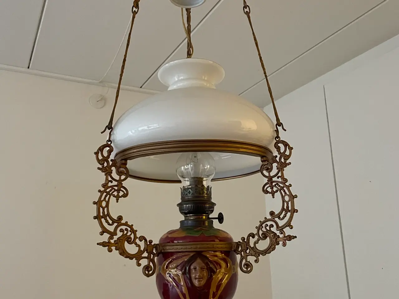 Billede 1 - Majolica lampe med ansigt