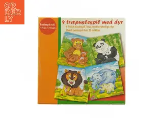 Træpuslespil med dyremotiver (str. 17,5 x 17,5 cm)