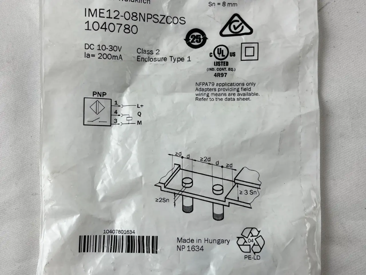 Billede 3 - SICK IME12-08NPSZC0S Proximity Sensor 8mm M12 PNP