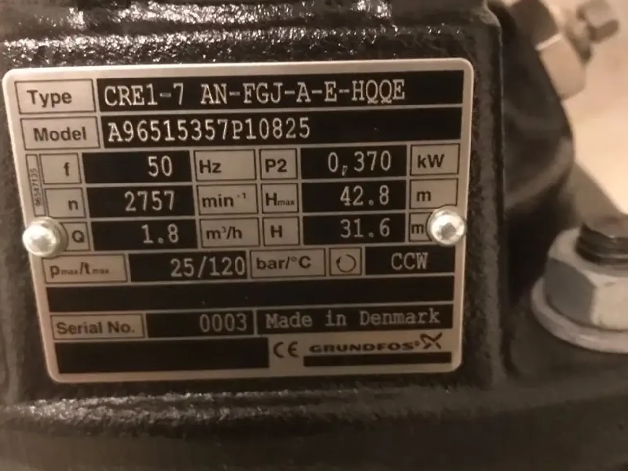 Billede 2 - Grundfos CR1-7, ny