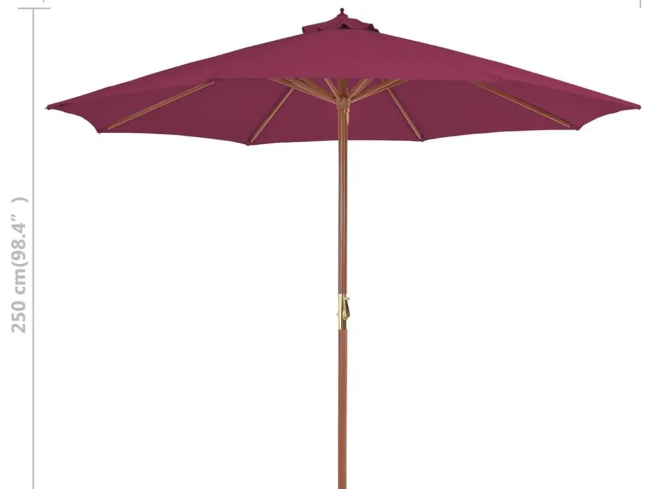 Billede 7 - Parasol 300 cm træstang bordeauxrød