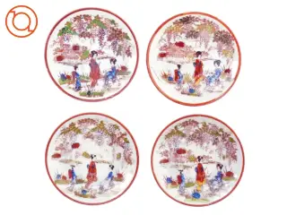 Små tallerkener, med asiatisk motiv (str. 13 cm)