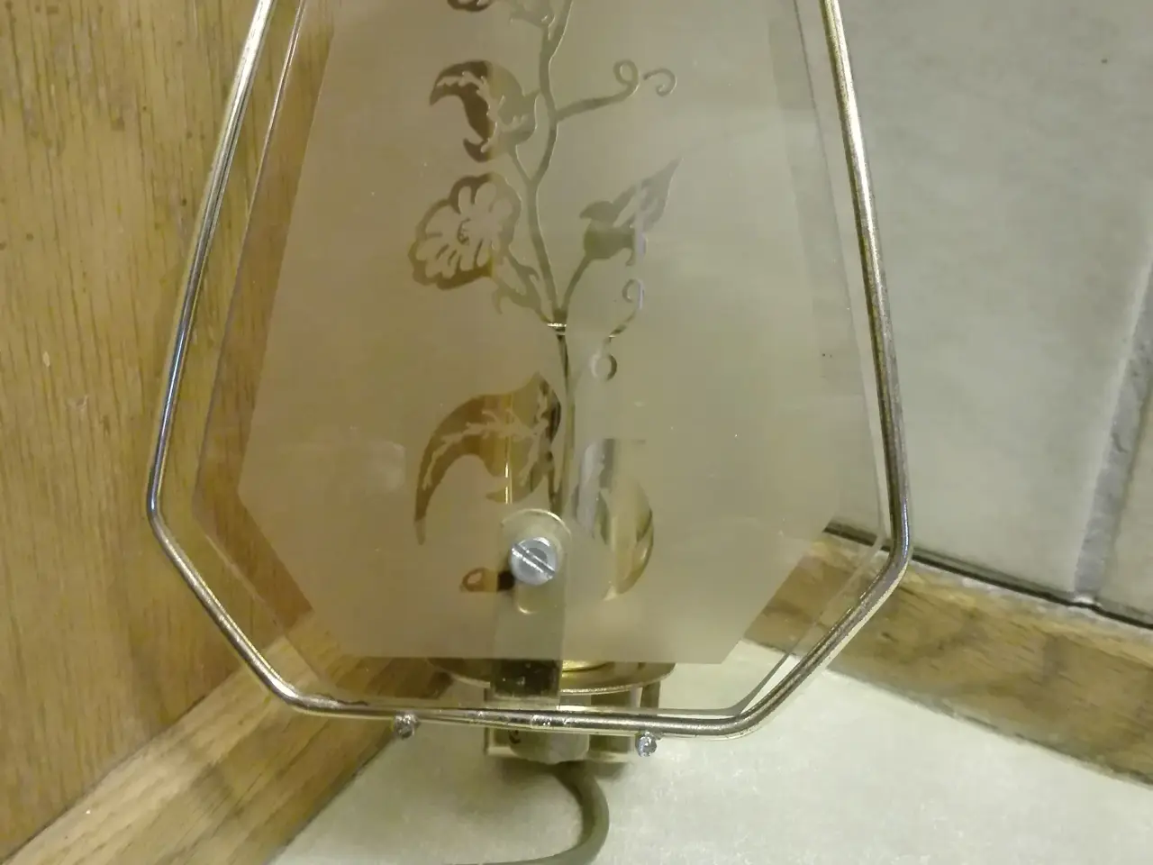 Billede 1 - Væglampe i glas og messing