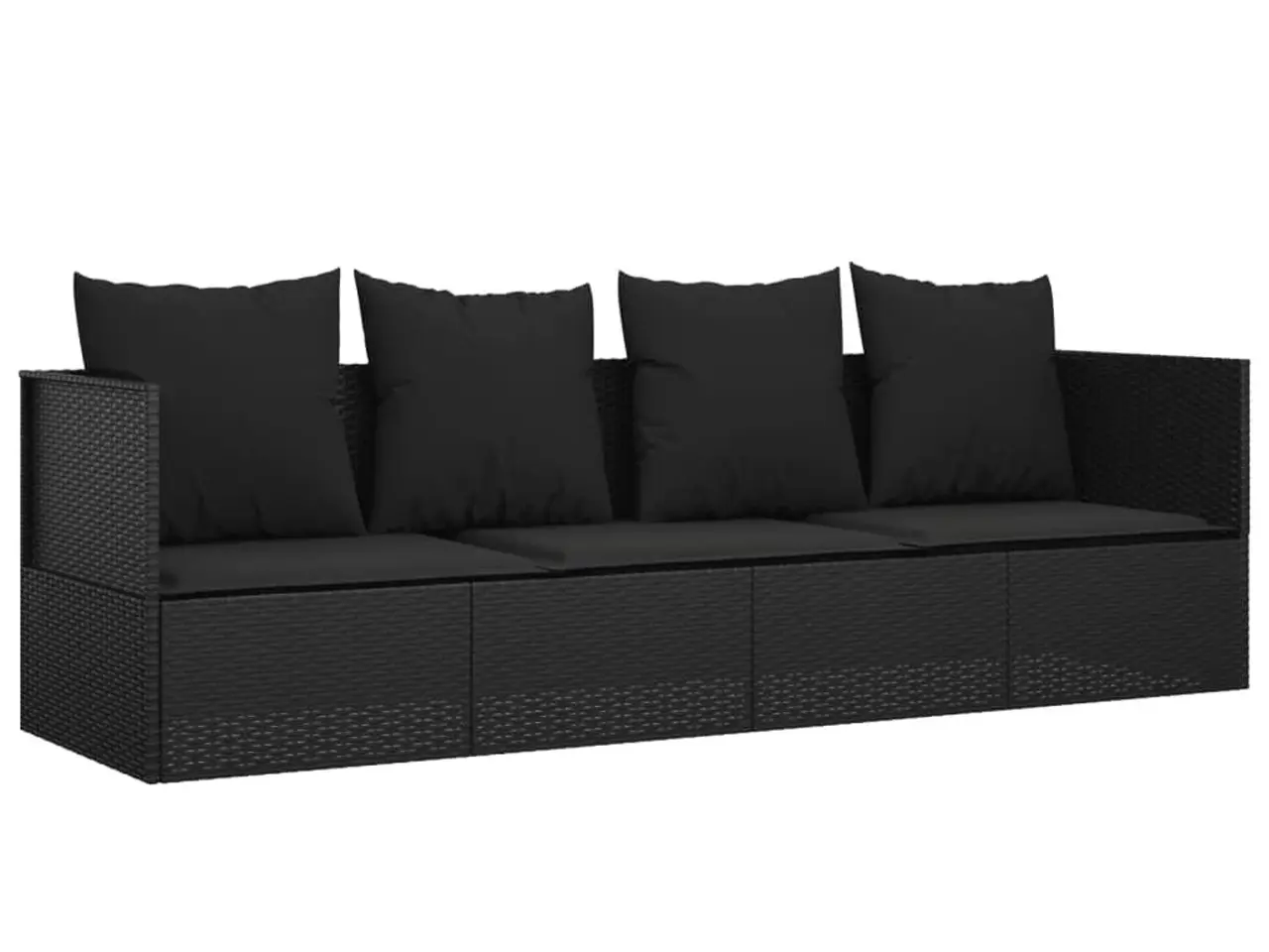 Billede 2 - Loungesofa til udendørs brug med hynder i polyrattan - sort