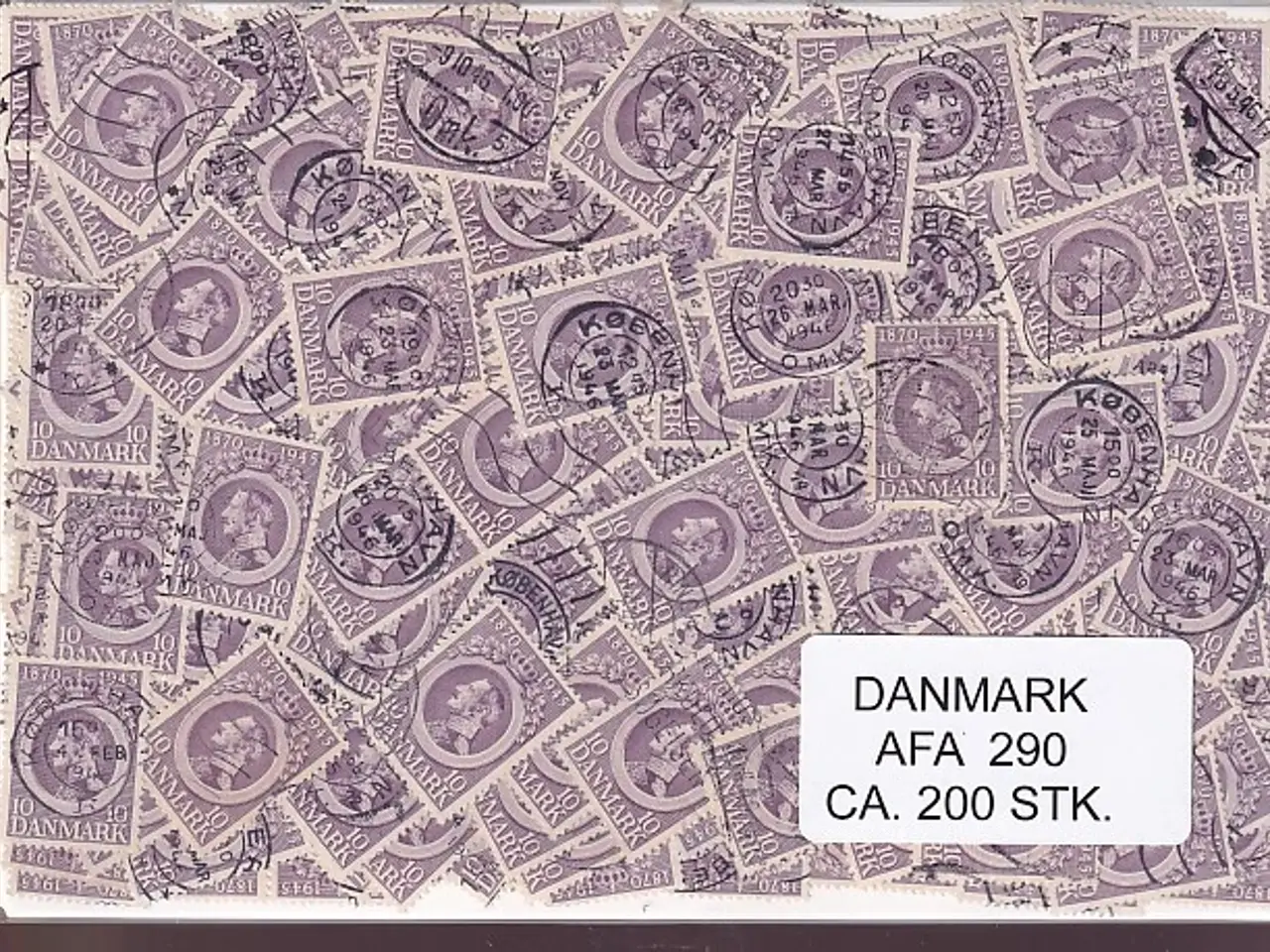 Billede 1 - Danmark 200 stk Afa 290 Stemplet/ustemplet.