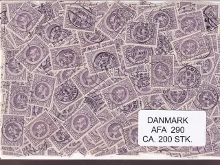 Danmark 200 stk Afa 290 Stemplet/ustemplet.